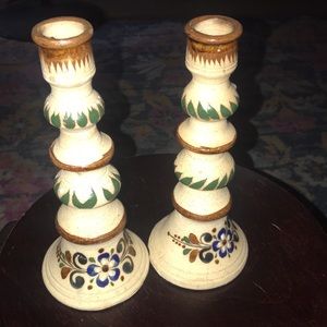 Tonalá Mexican Pottery Candlesticks from Cancun